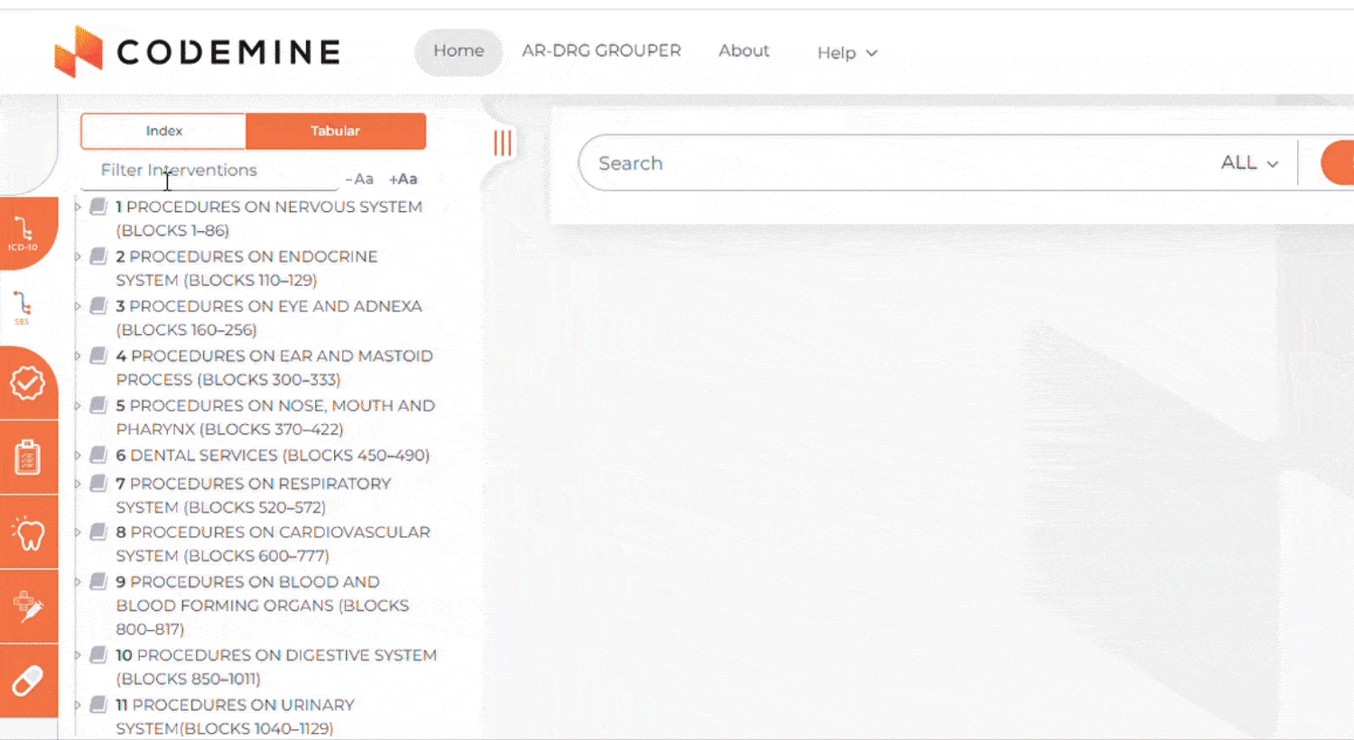 CODEMINE Demo screen showing Advanced search capabilities